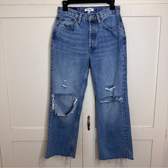Re/Done Originals 90s Comfy Jean In Sunfaded Destroy 25 - Picture 2 of 7
